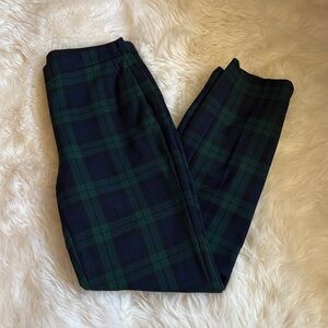 J. Crew navy and dark green plaid trousers